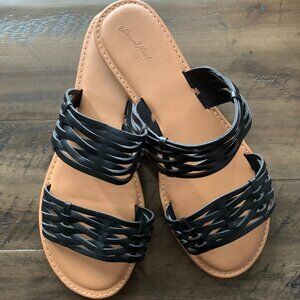 Universal Thread Addie Black Woven Slide Sandals NWOT Size 9.5